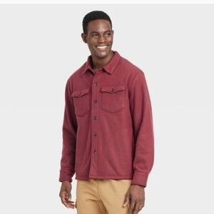 Men's Long Sleeve Shirt Jacket - Goodfellow & Co Maroon XXL